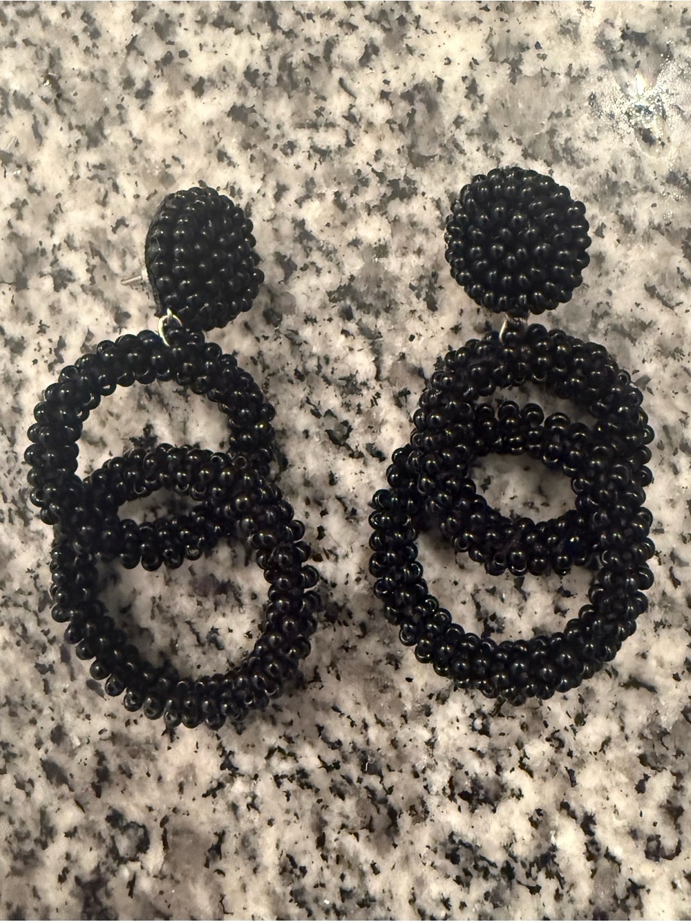 J. Crew black seed bead interlocking hoop statement earrings
